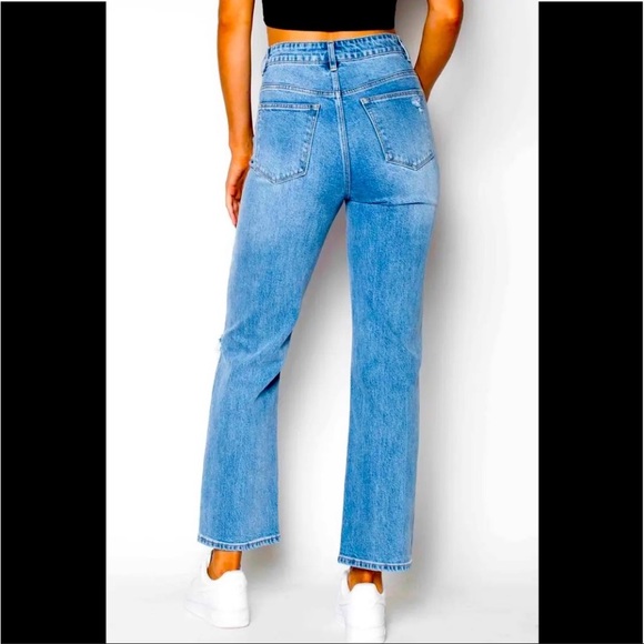 ZGY Denim Reality Blue 100% Organic Cotton High Rise Rip Straight Leg Jeans Sz29 - Picture 5 of 15